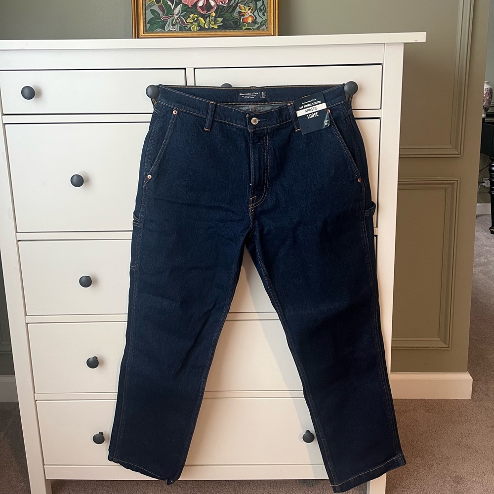 Men’s Abercrombie Athletic Loose Workwear Jeans 33 x 32 NWT - Picture 5 of 7